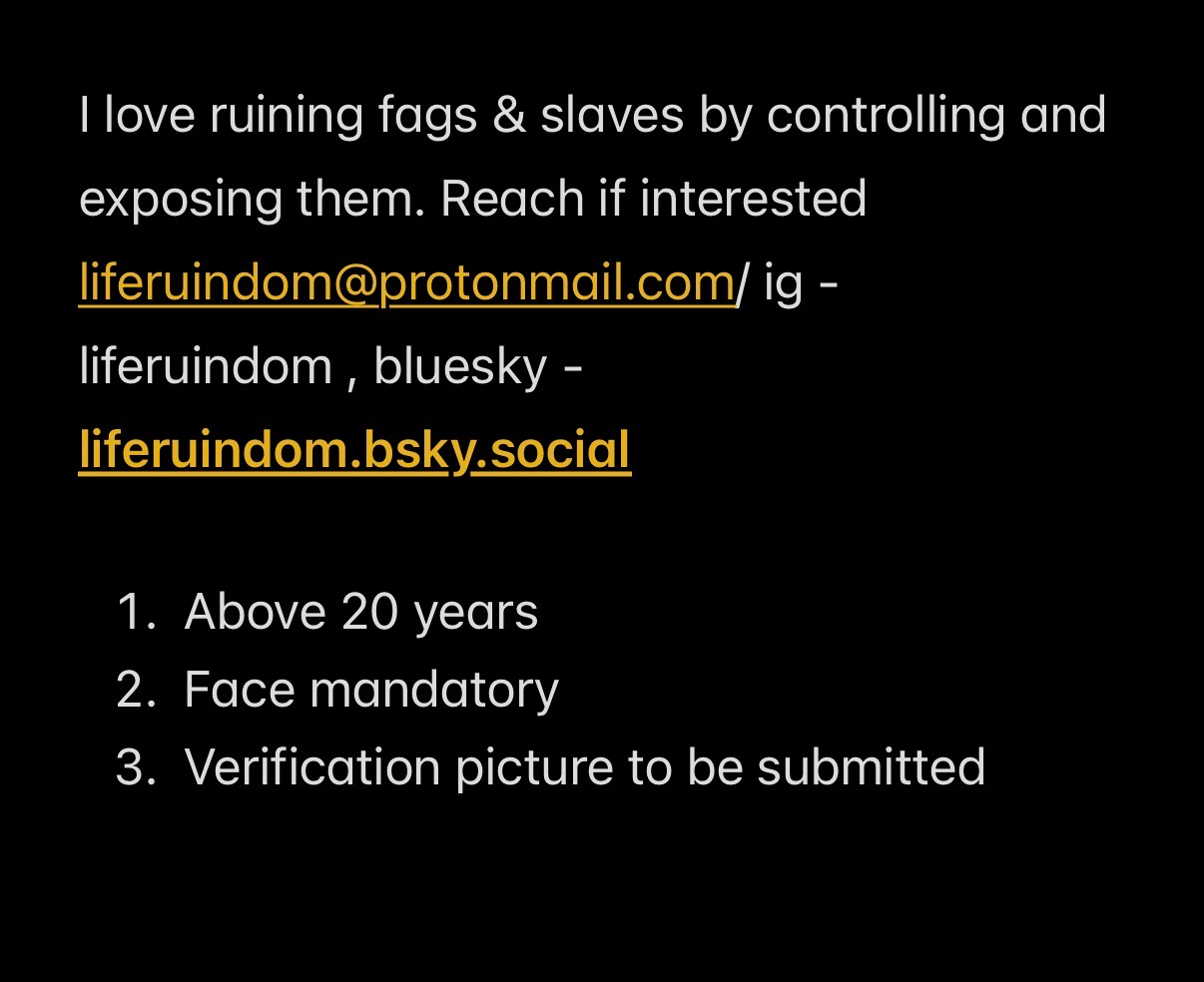 Fags to be ruined